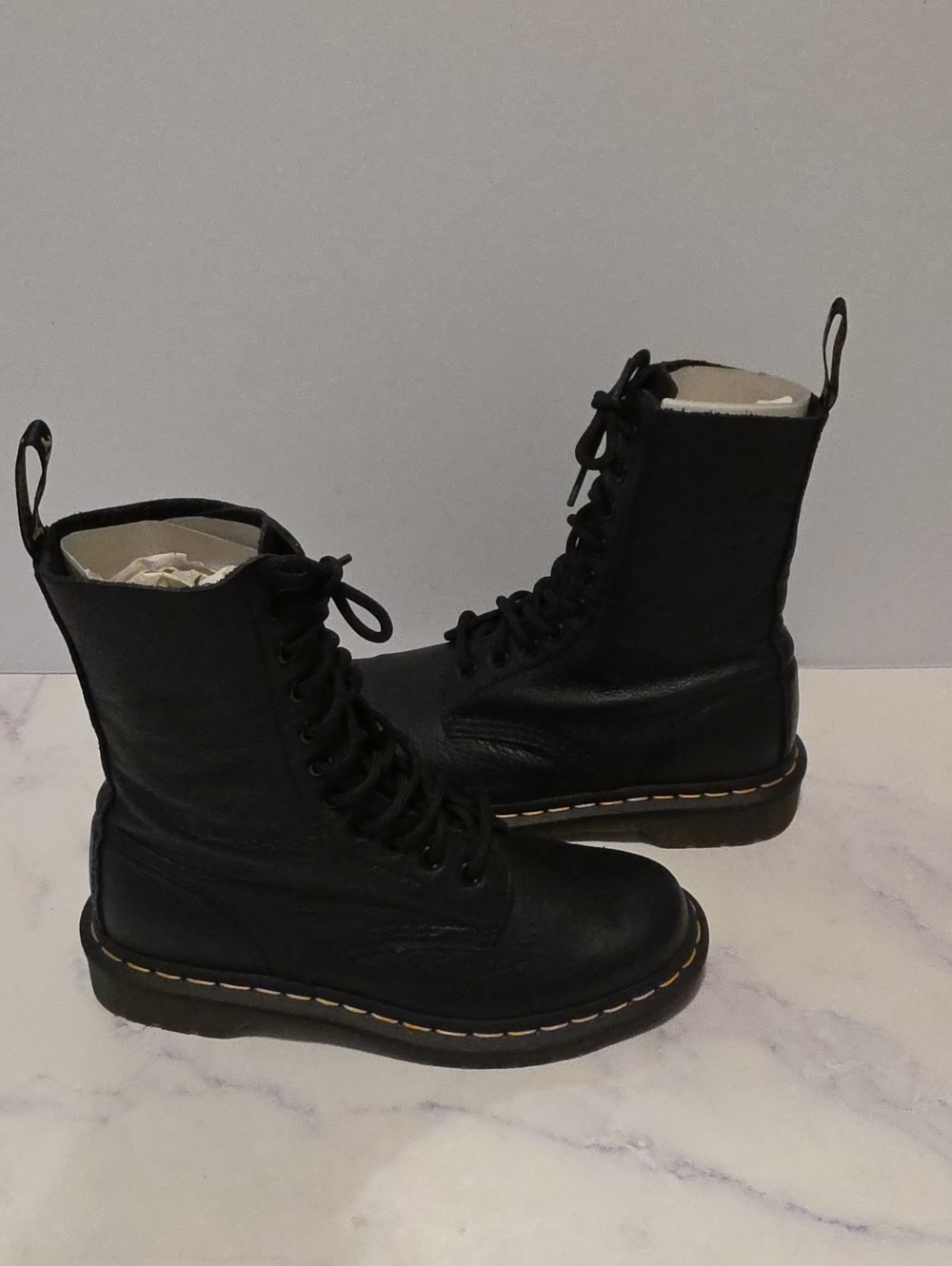 Dr Martens Virginia Black Lace-Up Combat Boots for Women